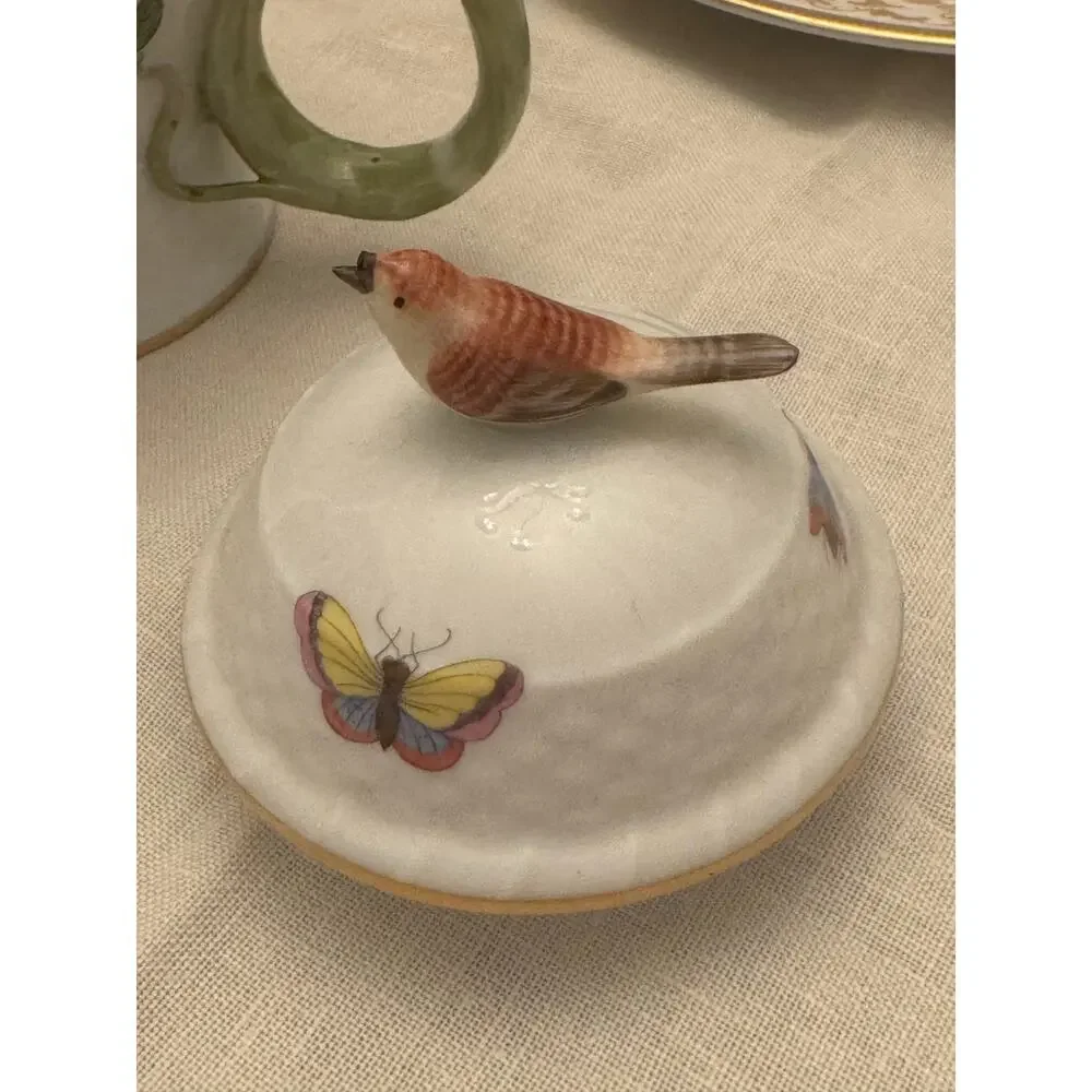 Vintage Herend Hungary Rothschild Bird Porcelain Coffee Pot 1672 RO 9